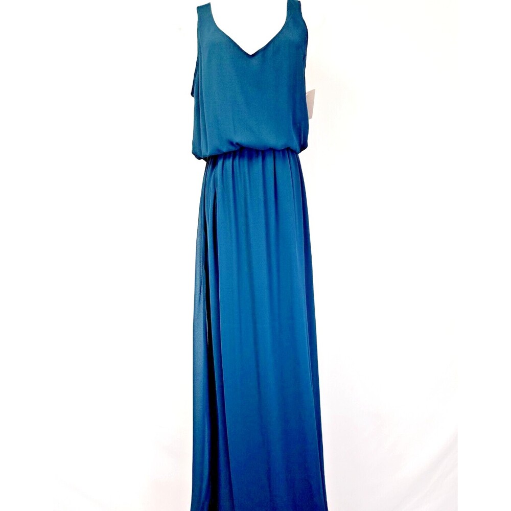NEW Show Me Your Mumu Maxi Dress Teal, Peacock Blue Chiffon Bridesmaid Small S